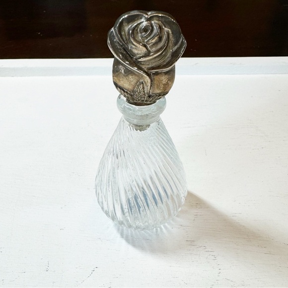 International Silver Company Silver Plate Vintage Glass Perfume Bottle - Picture 1 of 9